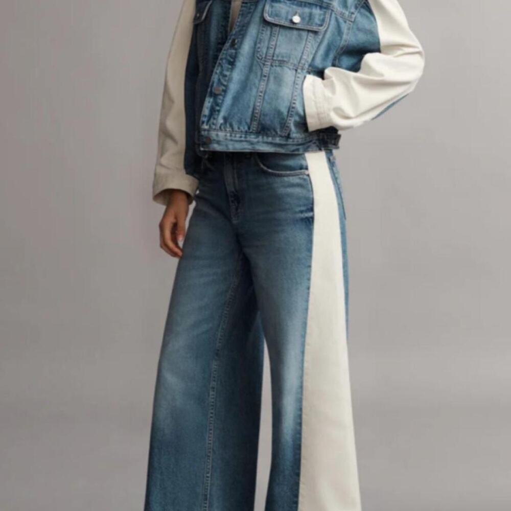 Twp denim jacket with white